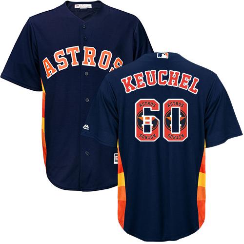 Astros #60 Dallas Keuchel Navy Blue Team Logo Fashion Stitched MLB Jersey - Click Image to Close